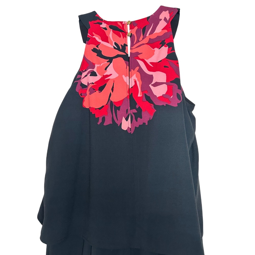 Cynthia Rowley Black Floral Bib Layered Jumpsuit NWT Holiday Glam Size 4 - Picture 6 of 8